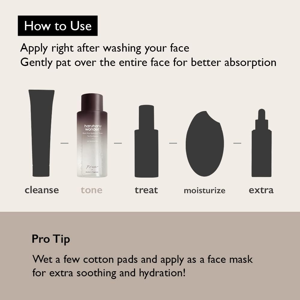 haruharu Wonder Black Rice Hyaluronic Toner for Sensitive Skin 5.1 fl.oz, Alcohol Free, Fragrance Free, Deep Hydration, Glass Skin, Korean Skincare, Vegan, Cruelty-Free