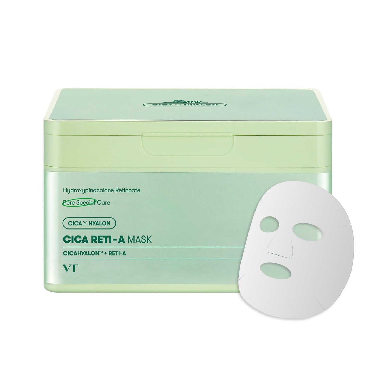 VT COSMETICS CICA Daily Soothing Mask 30 Sheets, Centella Asiatica & Hyaluronic Acid for Moisturizing & Hydrating, Instant Calm & Glow, Skin Softening Facial Mask, Korean Face Mask